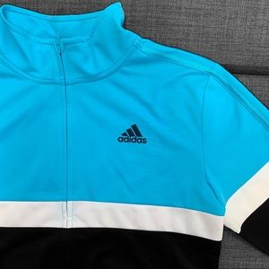 Adidas Boys Colorblock Tricot White Stripes Jacket